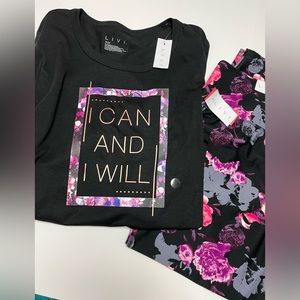 Lane Bryant Livi Active Floral 7/8 legging and Tunic Set SZ 18/20